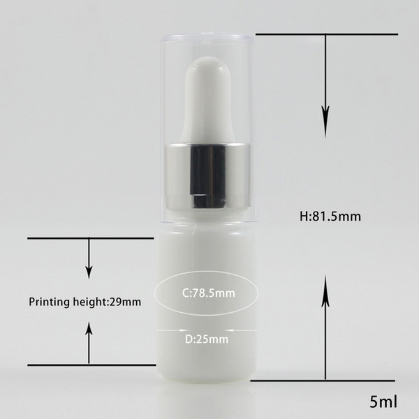 Wholesale 5ml mini high-grade glass pearl white essential oil dropper bottle with UV coated silver collar