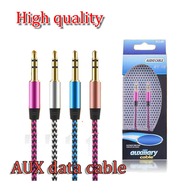 New arrival 3.5mm AUX Audio Cables Male To Male Stereo Car Extension Audio Cable For MP3 For phone 10 Colors with retail package
