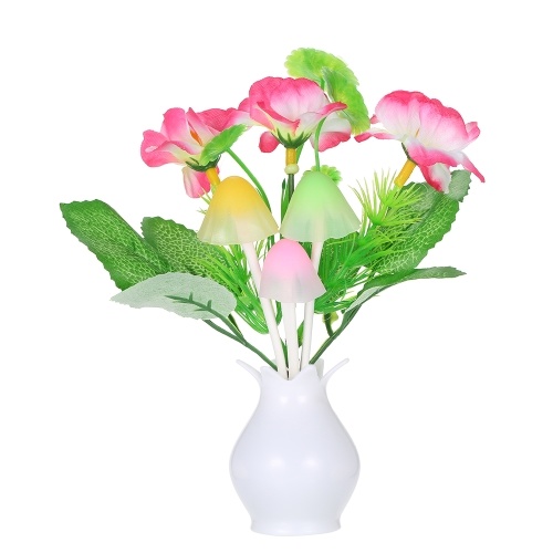 AC110-220V LED Flower Vase Potted Wall Lamp Night Light Sensitive Light Control Automatic Color Changing