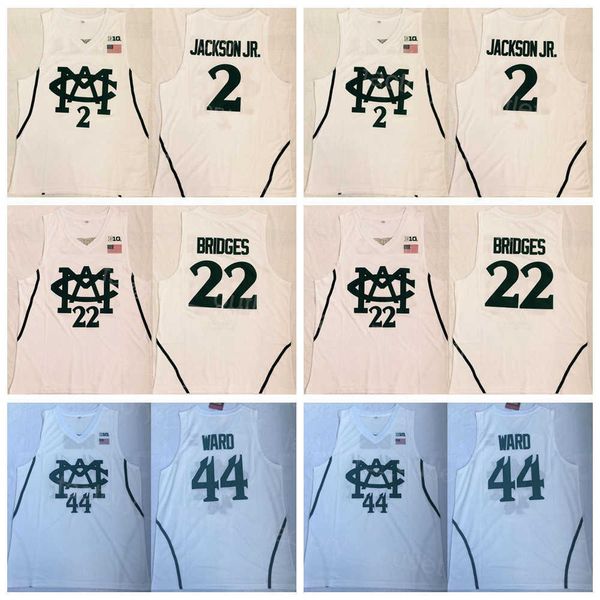 NCAA College Basketball 22 Miles Bridges Jersey 44 Emma Ward 2 Jaren Jackson Jr Uniform University White Team Color Stitched For Sport Fans Pure Cotton Men Sale