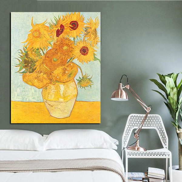 abstract vincent van gogh gold sunflower oil painting wall art painting wall art for living room home decor (no frame)