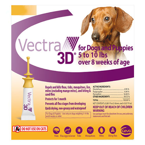 Vectra 3d For Very Small Dogs Upto 8lbs 12 Doses