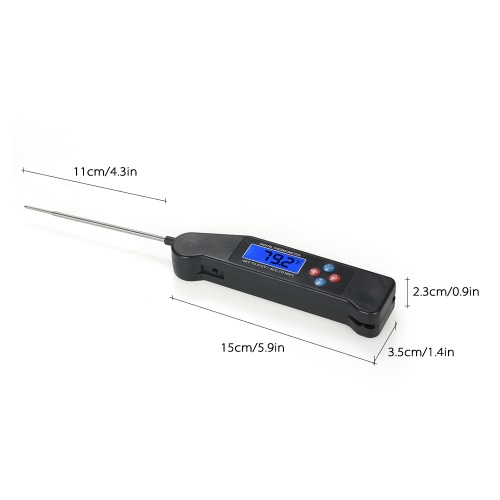 Digital Instant Read Voice Broadcast Food BBQ Cooking Thermometer with LCD Backlit Display Foldable Probe for Steak Milk Water Meat
