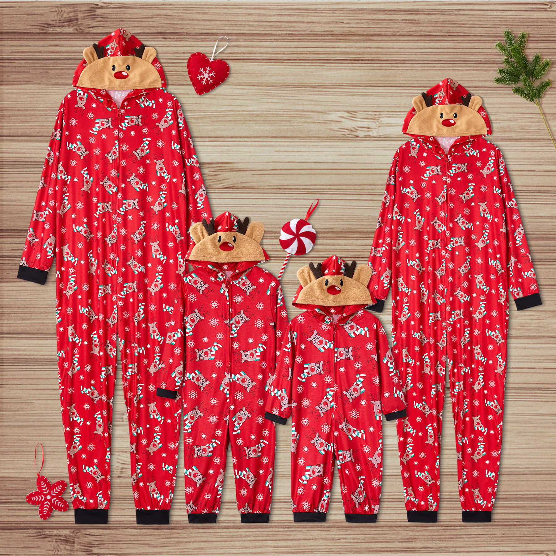 Mosaic Reindeer Family Matching Onesie Pajama for Dad - Mom - Kid - Baby (Flame Resistant)