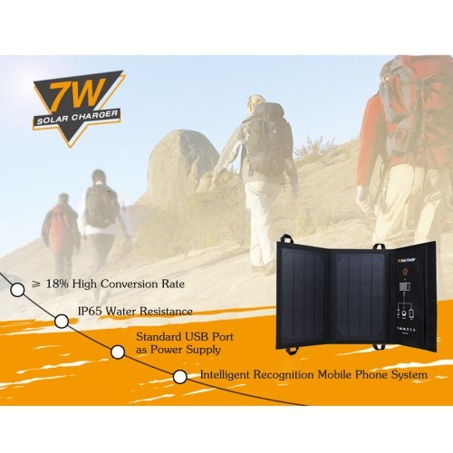 7W Portable Foldable USB Solar Panel Battery Charger Power Bank