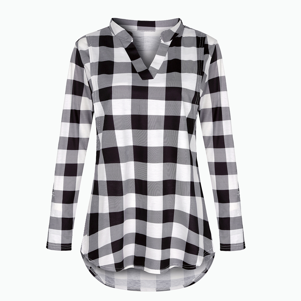 Casual Plaid Long-sleeve Nursing Top