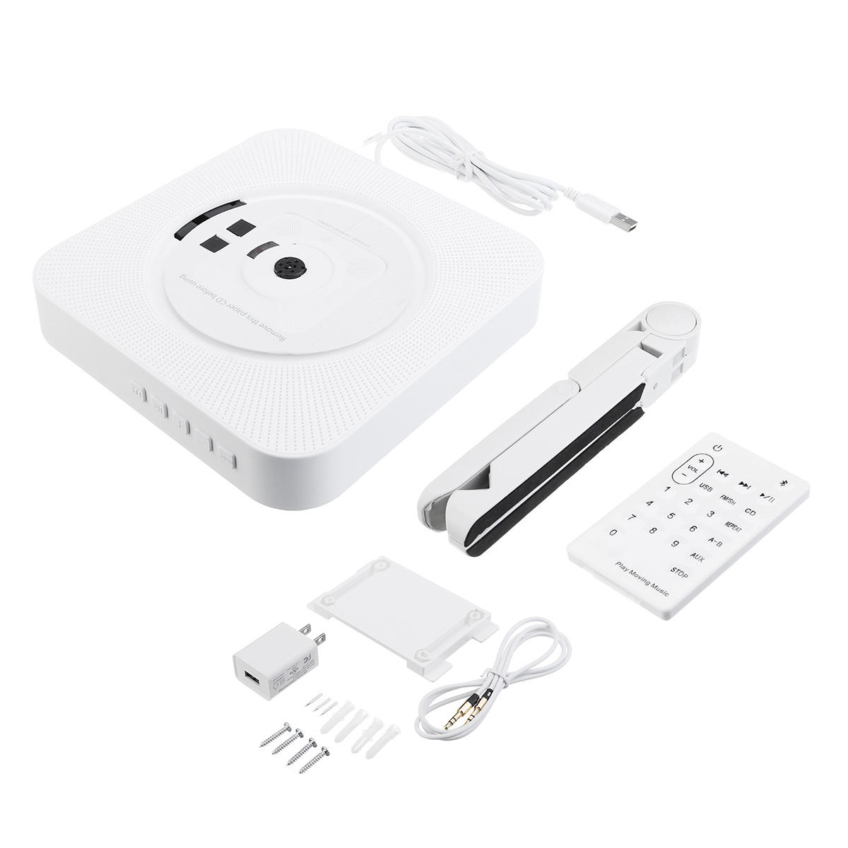 KC-808 Wand-Bluetooth-CD-Player Tragbare Audio-Box mit Fernbedienung FM-Radio Integrierte HiFi-Lautsprecher MP3