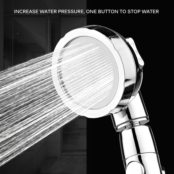 handheld shower head high pressure chrome 3 spary setting with on/off pause switch water saving adjustable spa detachable