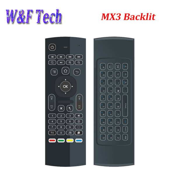 mx3 backlight wireless keyboard with ir learning 2.4g wireless remote control fly air mouse backlit for mxq pro t95m x96 android tv box pc