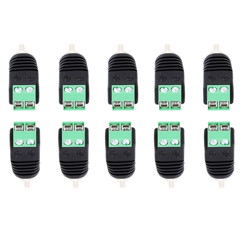 Phono RCA Male Plug to AV Screw Terminal Block Connector 10pcs kit for CCTV/DVR/AV Devices