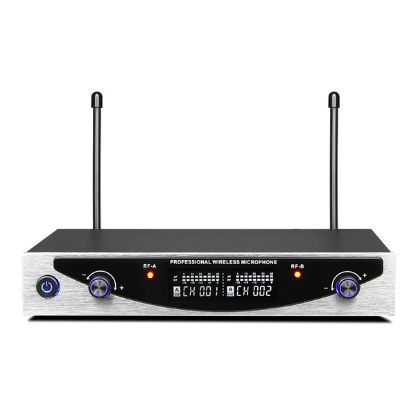 mu-899 uhf dual wireless microphone with lcd display for sound card studio recording tv box audio mixer computer speaker loudspeaker lecture
