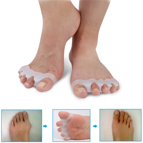 1 Pair Silicone Bunion Hallux Valgus Protector Finger Toe Separator Divider Spreader 4 Holes Thumb Valgus Guard Feet Care Tool