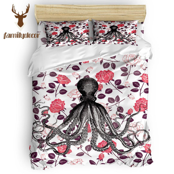 familydecor dhl ocs and flower floral 4 pcs comforter cover set father's day memorial day living room turquois