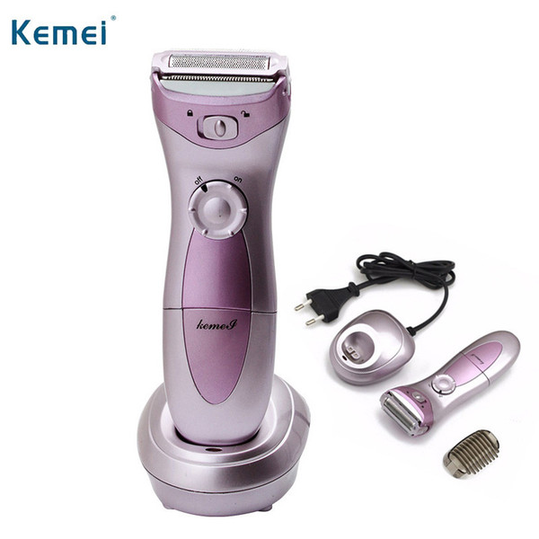 kemei waterproof lady's epilator bikini rechargeable women shaver machine electric security lock hair removal under km-km-200a