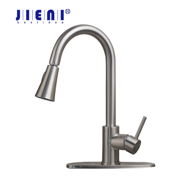 us pull out spray kitchen faucet mixer tap brushed nickel single hand kitchen tap mixer brass 8688 with cover plate
