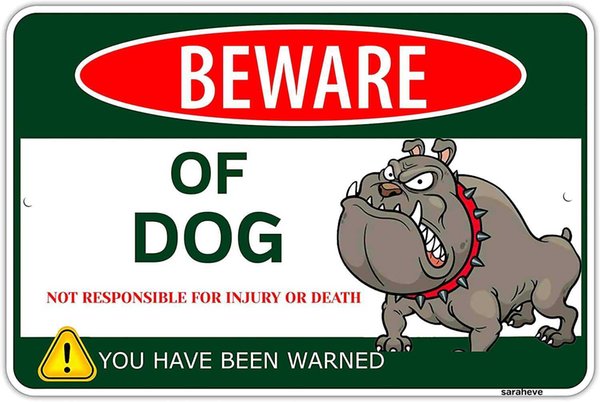 Beware of Dog Metal Tin Sign Funny For Wall DecorGifts for Lovers Room DecorAluminumx Inches