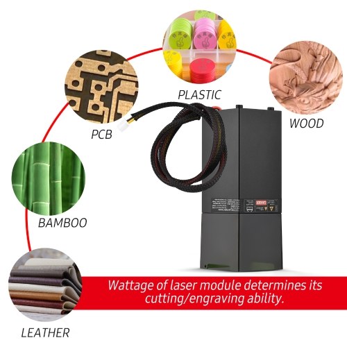 450nm 50W Module Laser Longueur Focale Fixe Tête de Gravure Laser Haute Vitesse Graveur Laser Cutter Imprimante 3D CNC Routeur Module Laser pour Bricolage Artisanat Bois Cuir Tissu Papier Découpe Gravure