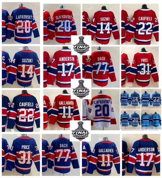 2023 Cole Caufield 20 Juraj Slafkovsky Hockey Jerseys 31 Carey Price 11 Brendan Gallagher 14 Nick Suzuki 17 Josh Anderson 77 Kirby Dach Stanley Cup Final Reverse Retro