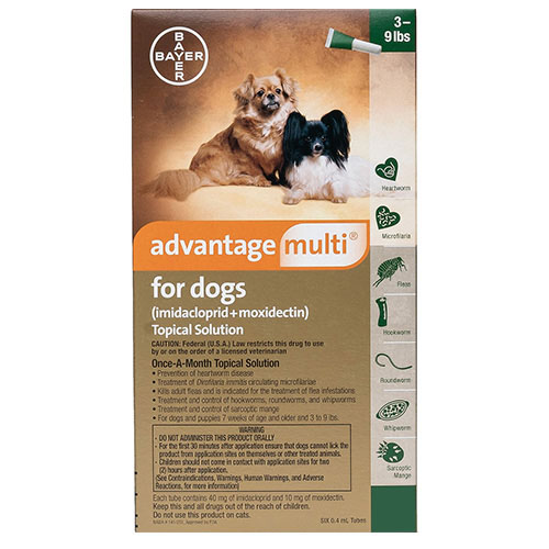 Advantage Multi (Advocate) Small Dogs 3-9 Lbs (Green) 3 Doses