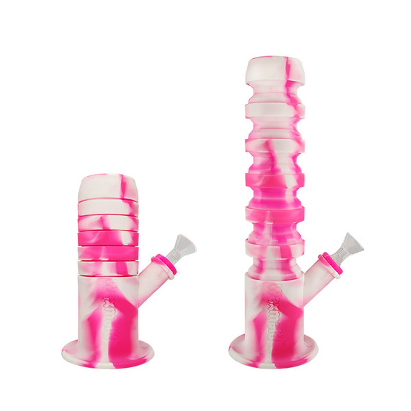 Waxmaid Silicone Bong Collapsible Springer Water Pipes Wiith 14mm Glass Bowl Silicone Oil Rig For Flower Free Shipping