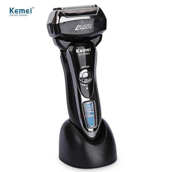 kemei electric shaver floating waterproof lcd display 4 blade reciprocating razors original powerful beard shaving machine 38d