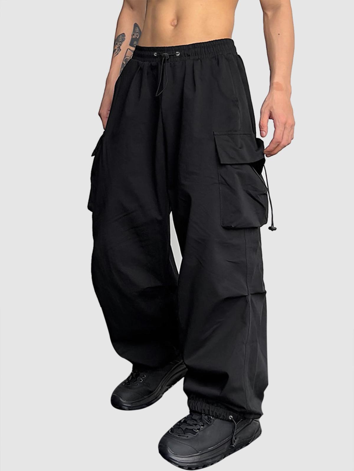 ZAFUL Men's ZAFUL Loose Fit Drawstring Pocket Design Beam Feet Parachute Cargo Pants Xxl Black