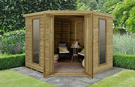 Forest Garden Arlington Premium Tongue & Groove 8x8 Corner Summerhouse (Installation Included)