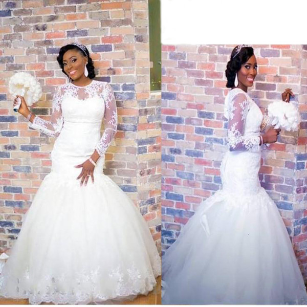 2021 New Elegant Mermaid Bow Wedding Sweeping Tulle Swollen Cheap African Dress Novice Bride K5JT