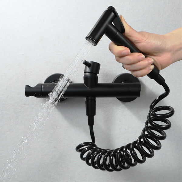 wall mounted brass black bidets faucet toilet cleaner shower spray bidet sprayer toilet faucets with 1.5m shower hose telescopic