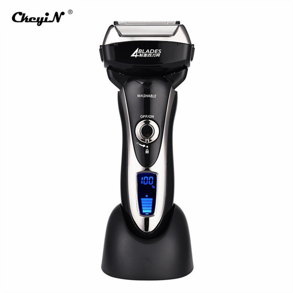 4 blade electric shaver waterproof reciprocating shaver razor cordless facial hair beard remover lcd display travel shavers 40