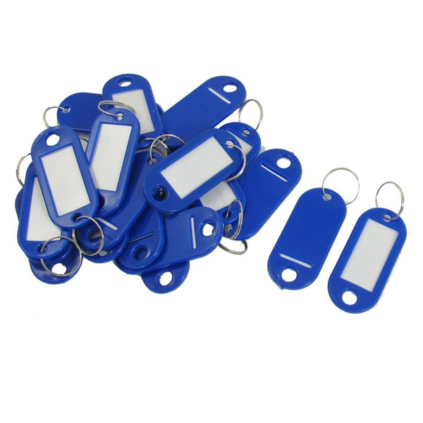 promotion 20 pcs key id label tags split ring keyring keychain blue