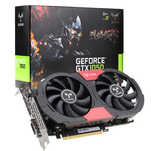 Colorful NVIDIA GeForce GTX iGame 1050 GPU 2GB 128bit Gaming 2048M GDDR5 PCI-E X16 3.0 Video Graphics Card DVI+HD+DP Port with Two Cooling Fans