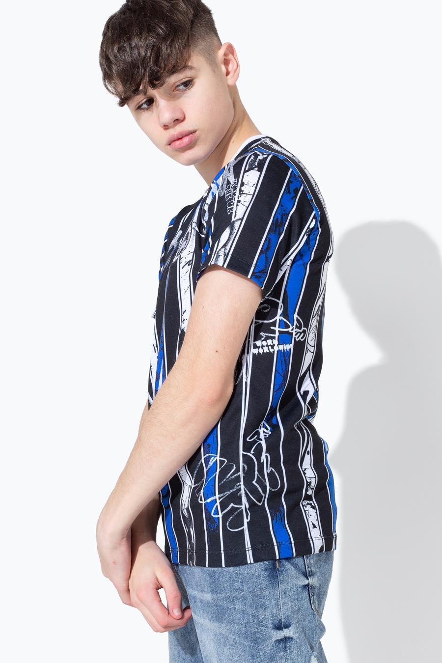 Hype Blue Graffiti Stripe Kids T-Shirt | Size 15Y