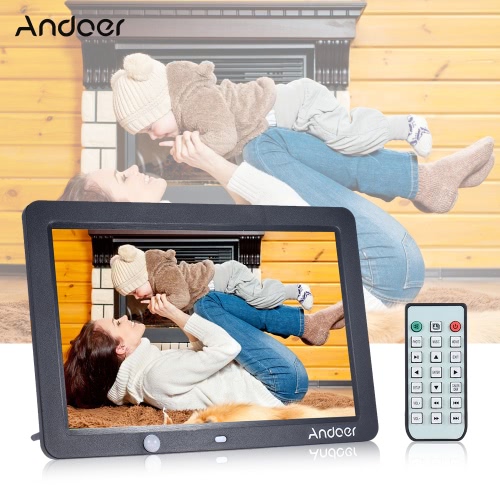 Andoer 12 Inch LED Digital Photo Frame 1280 * 800 Human Motion Induction Detection with Remote Control Support MP3/MP4/Calendar/Alarm Clock Function Christmas Gift