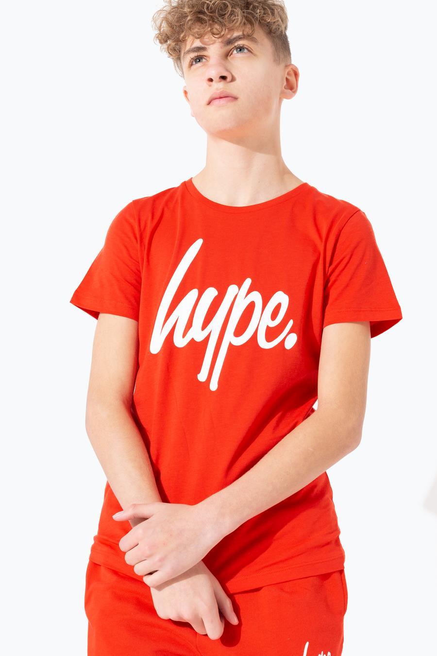 Hype Red Script Kids T-Shirt | Size 5/6Y