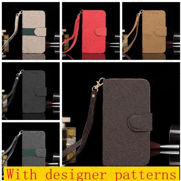 Top Fashion Wallet Phone Cases for IPhone 13 pro max 12 mini 11 Pro Max XS XR X 8 7 Plus Flip Leather Case L embossed Cellphone Shell Cover for Samsung S20 10 plus Note 10 b03