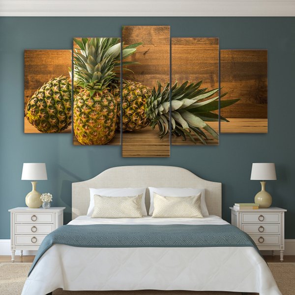 5 canvas Painting Pineapple Fresh Fruit Print Modern Living Picture wall Pictures(No Frame)