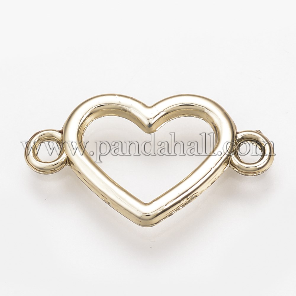 Alloy Links/Connectors, Heart, Light Gold, 20.5x12x2mm, Hole: 1.5mm