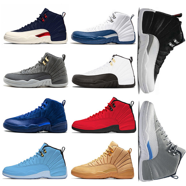 12 12s michigan xii mans basketball shoes sneakers red black taxi playoffs gamma blue grey sports running shoes for men us 5.5-13