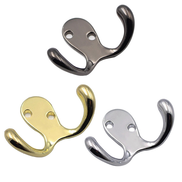 1pc Double Hooks Clothes Door Back Bathroom Wall Wardrobe Hanging Clothes Hooks Home Decor Accessories