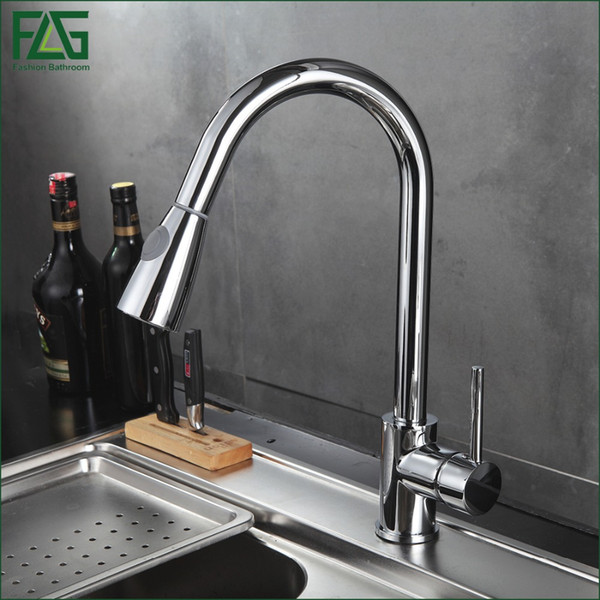 flg wholesale and retail pull out brass low pressure kitchen faucet black colour deck kitchen tap mixer pull up