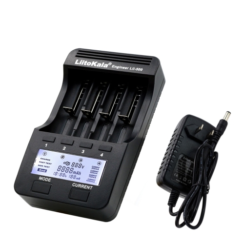LiitoKala Lii-500 4 Slots LCD Smartest Battery Charger Kit with US Adapter