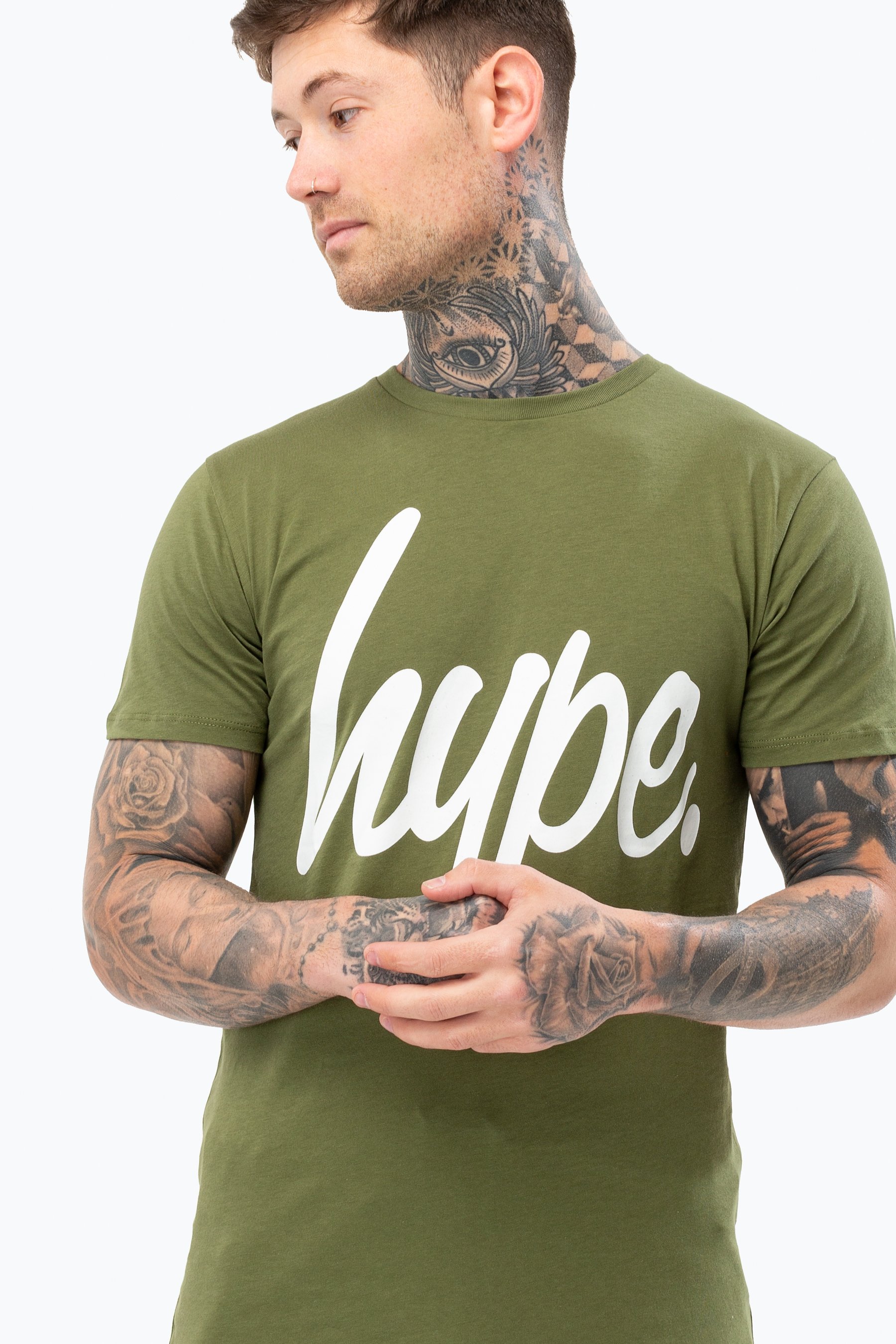 Hype Khaki Script Mens T-Shirt | Size Medium