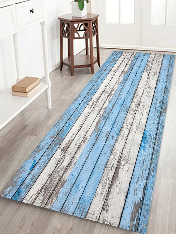 Contrast Wood Board Pattern Water Absorption Floor Area Rug
