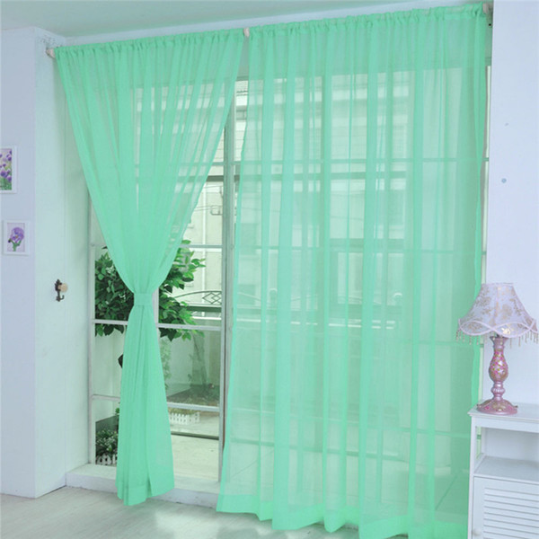 2020 Curtain 1 PCS Pure Color Tulle Door Window Curtain Drape Panel Sheer Scarf Valances Motor Merry Christmas Gift