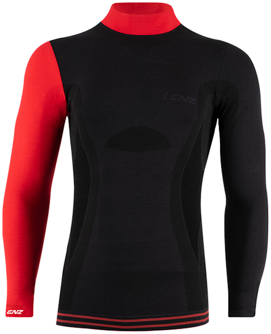 Lenz 6.0 Merino Turtle Neck Longsleeve Shirt Chemise Longsleeve Noir Rouge L