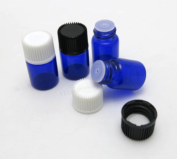 100 x 2ml cobalt blue glass essential oil bottle with plastic lid 2ml glass bottle mini blue vials mini container