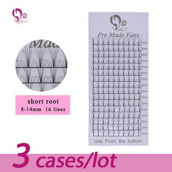 j&s 3 cases eyelashes extension 5d pre-made fans hand made lashes false mink natural lash