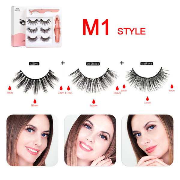 3 pairs magnetic eyelashes natural long magnetic eyeliner & false eyelashes & tweezer set make up set eyelash extension