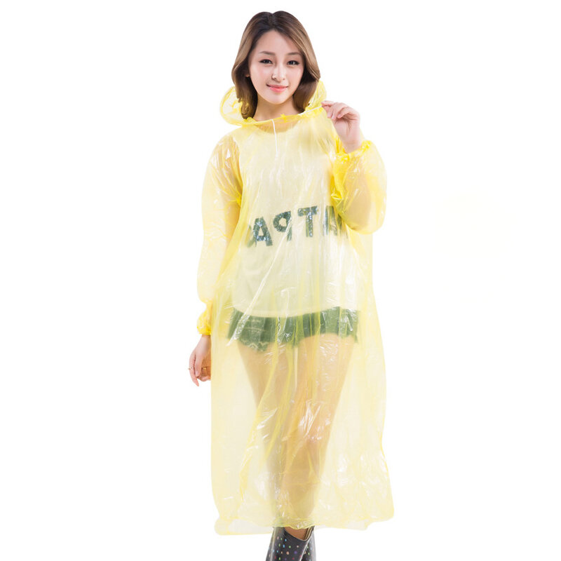Adult Hooded Thicken Disposable PE Raincoat Outdoor Camping Hiking Protective Gear Raincoat